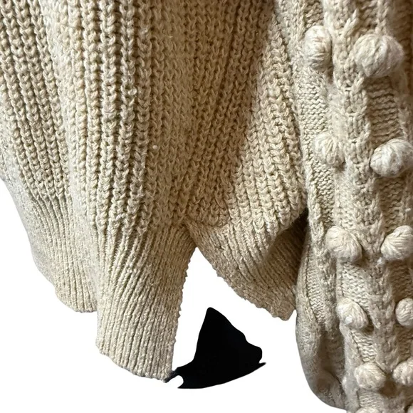 Cleobella | Lima Knit Sweater with Fringe and Pom Pom Sleeves | Sz M - Picture 10 of 12
